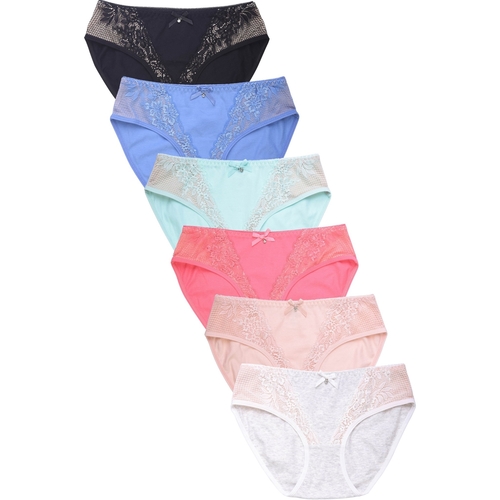 Sofra LP1416CKE1-6PK-SM Womens Cotton Bikini Intimate Sets, Multi 
