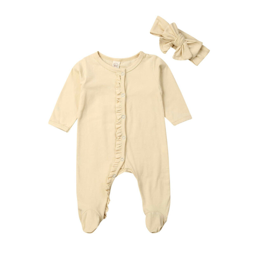 0 12M Infant Baby Girl Boy Ruffle Romper Jumpsuit