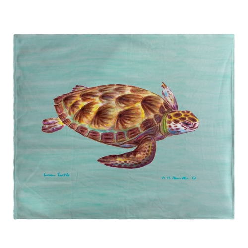 Main Betsy Drake BK044 Green Sea Turtle Fleece Throw image