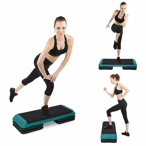 Soozier 43” Adjustable Aerobic Platform Stepper with Risers 4” 6” 8”