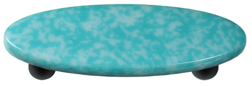 Hot Knobs HK8054-POB Granite Turquoise Blue & White Oval Glass Cabinet