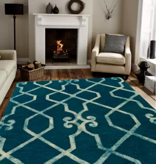 Blue Wool Carpet  (5 cm, X 8 cm, Rectangle)