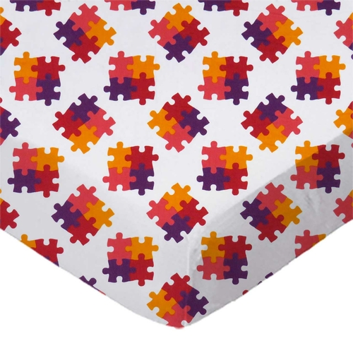 SheetWorld Fitted Cradle Sheet - 100% Cotton Woven - Puzzle, Made In