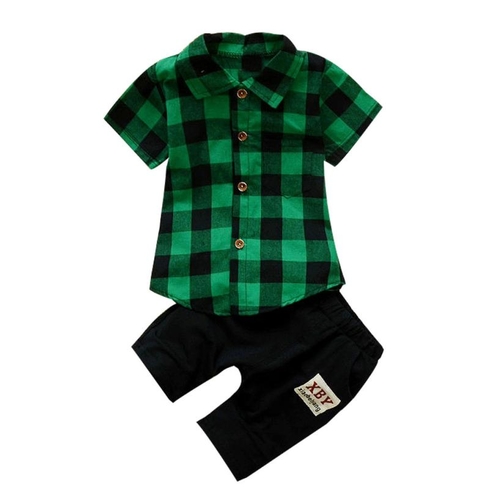 Toddler Kids Baby Boy Plaid T Shirt