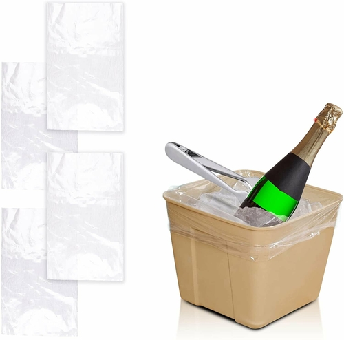 Pack of 100 Clear Ice Bucket Liners 6 x 6 x 12. Food Grade Plastic Ice