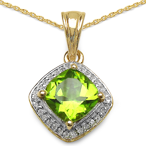 14K Yellow Gold Plated 2.31 Carat Genuine Peridot & White Topaz .925