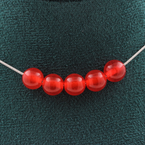 Red Chalcedony 5 beads 8 mm necklace.