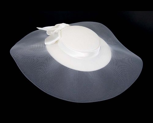 Bespoke white wide brim boater hat