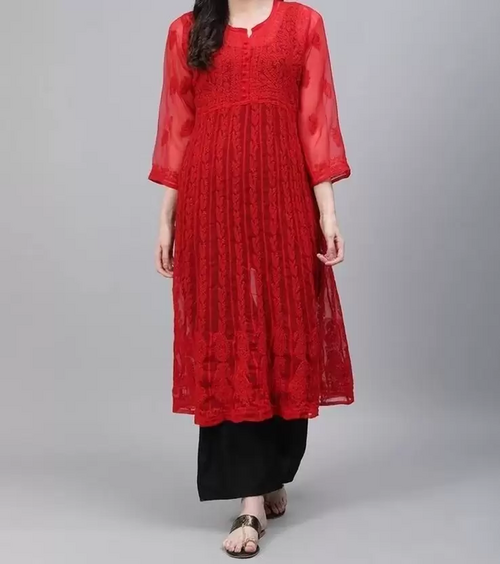 Women Embroidered Georgette Anarkali Kurta