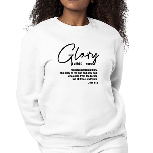 Womens Graphic Sweatshirt Glory - Christian Inspiration - Black