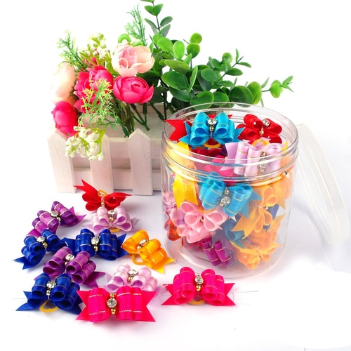 20/50/100 pcs Dog Cat Hair Bows with Rubber Bands