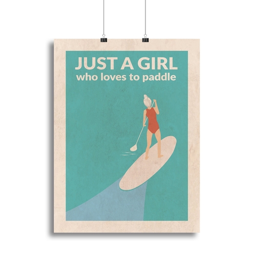 Just a Girl Who Loved To Paddle grey Canvas Print or Poster