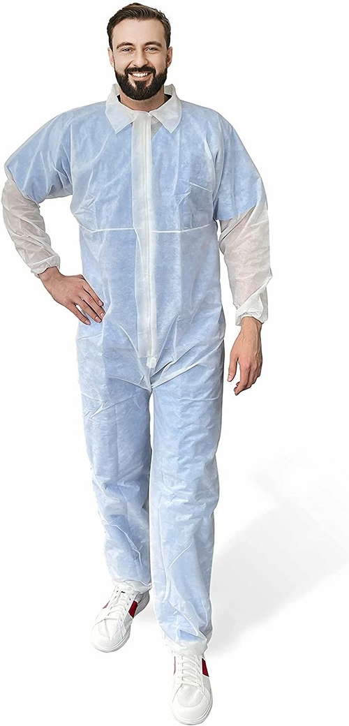 AMZ Hazmat Suits. Pack of 25 White Large Disposable 50 GSM