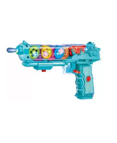 Transparent Musical Toy Gun for Kids with Laser Light and Flashing 3D