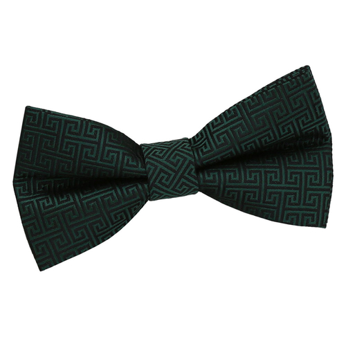 Greek Key Pre-Tied Bow Tie - Dark Green