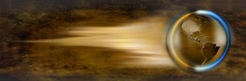 Globe with streaks of lights Poster Print by  - 36 x 12