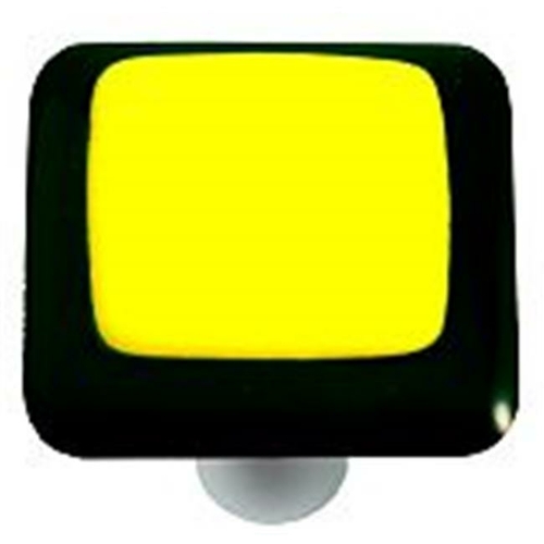 Hot Knobs HK5003-KA Black Border with Sunflower Yellow Square Glass Ca