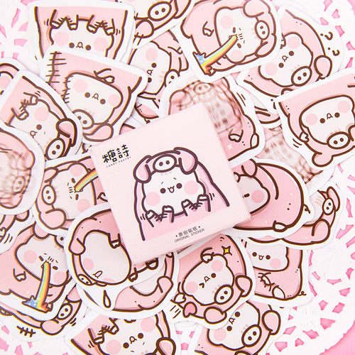 45PCS/ PACK Cute Pink Pig Sticker Marker