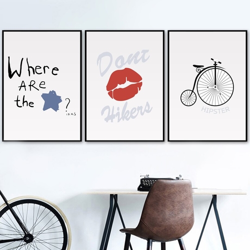 Cartoon Red Lips Bike Star Quotes Wall