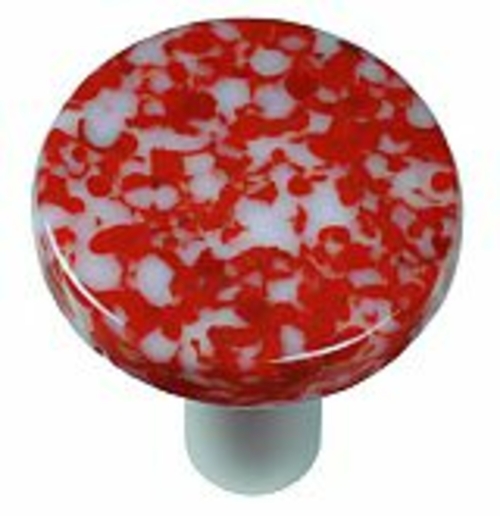 Hot Knobs HK8050-KRA Granite Red & White Round Glass Cabinet Knob - Al