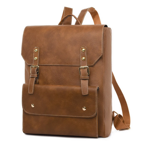 Vintage Leather Backpack Retro Style PU Leather Large Capacity