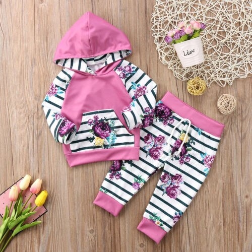 Newborn Infant Baby Boy Girl Clothes Stripe Hooded
