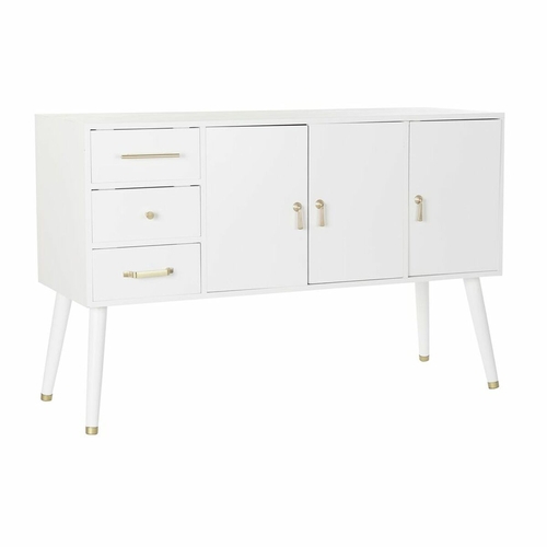 Sideboard DKD Home Decor   White Cream Natural Metal Paolownia wood