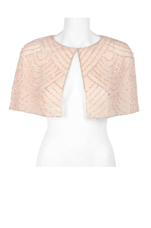 Adrianna Papell Crew Neck Embellished Illusion Mesh Jacket