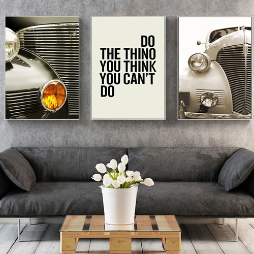 Modern Car Motobike With Quote Canvas Painting