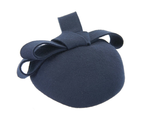 Navy felt winter racing pillbox fascinator