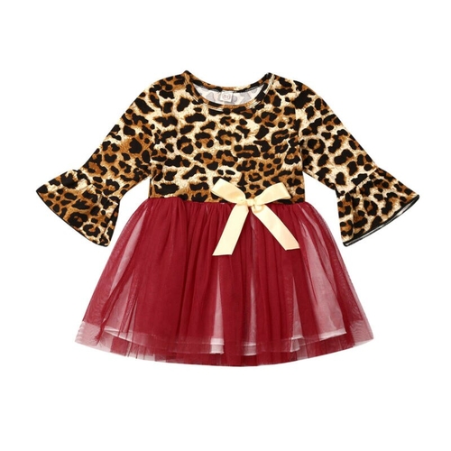 0 4T Baby Kids Girl Leopard Dress Toddler Girls