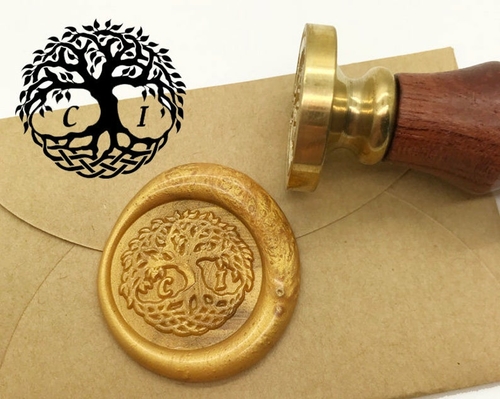 Tree Initials Wax Seal Stamp Personalized Monogram Custom