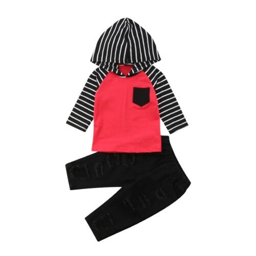 Toddler Kids Baby Boy Stripe Hooded Tops