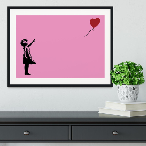 Banksy Balloon Heart Girl Pink Framed Print
