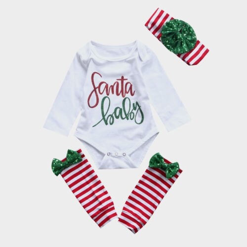 Newborn Christmas Baby Girls Tops Romper Leg