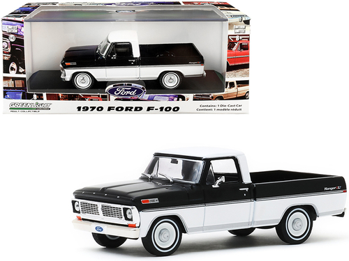 1970 Ford F-100 Ranger XLT Pickup Truck Raven Black and Pure White