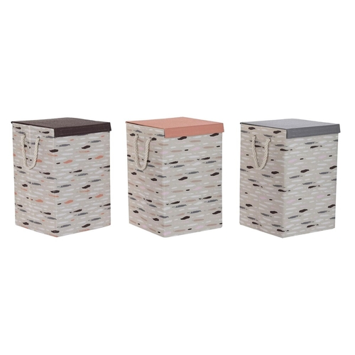 Laundry basket DKD Home Decor With lid 36 x 36 x 55 cm Grey Orange (3