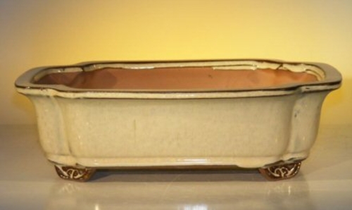 Beige Ceramic Bonsai Pot - Rectangle12.0" x 9.5" x 3.375"