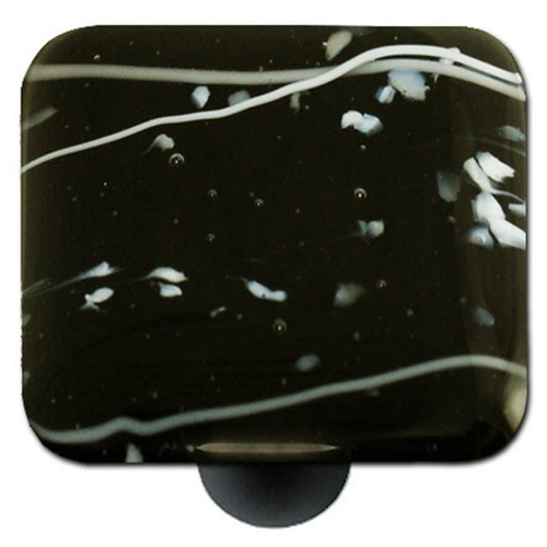 Hot Knobs HK3011-KB Mardi Gras White with Black Square Glass Cabinet K