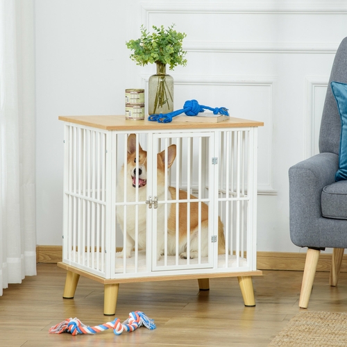 PawHut Dog Crate, Furniture Style Pet Cage Kennel, End Table,
