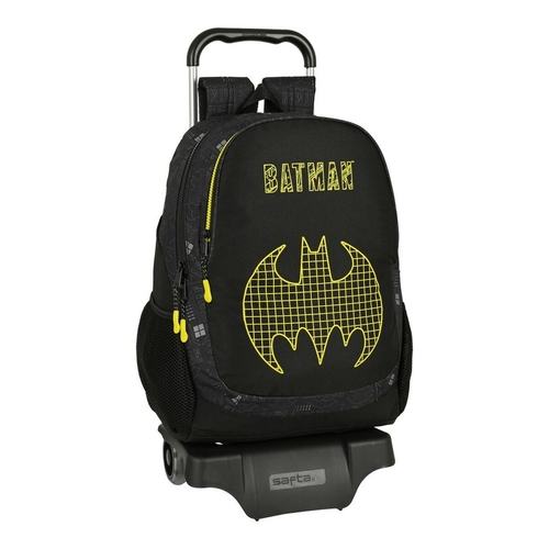 School Rucksack with Wheels Batman Comix Black Yellow (32 x 44 x 16