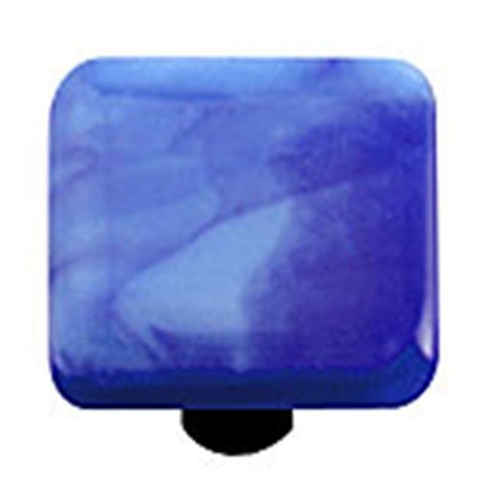Hot Knobs HK2007-KB Swirl Cobalt Blue Square Glass Cabinet Knob - Blac