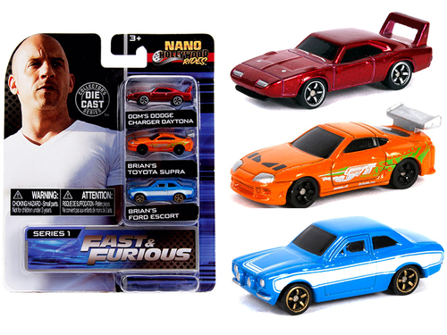 \Fast & Furious\" 3 piece Set \"Nano Hollywood Rides\" Series 1
