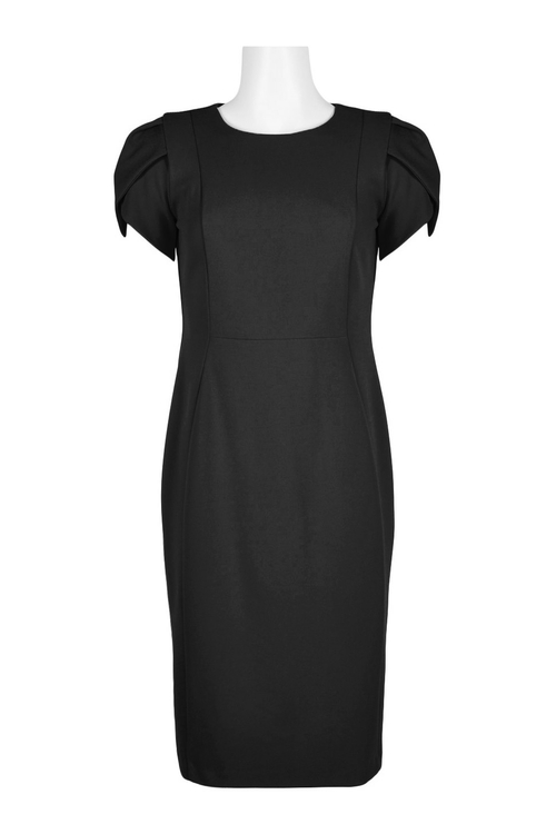 Donna Morgan Crew Neck Short Sleeve Bodycon Zipper Back Solid Stretch