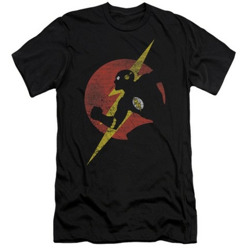 Trevco Jla-Flash Symbol Knockout Short Sleeve Adult 30-1 Tee- Black - 