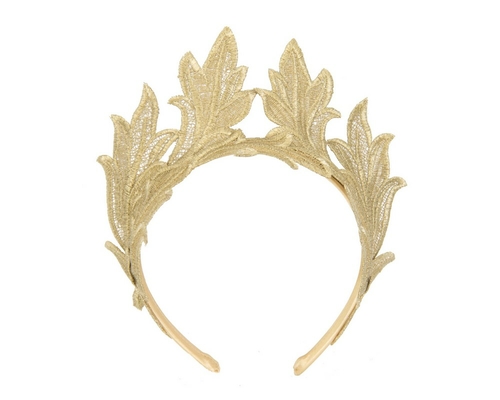 Gold lace crown fascinator headband