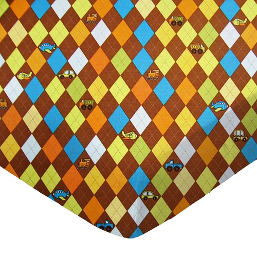 SheetWorld Fitted Crib Sheet - 100% Cotton Woven - Argyle Brown