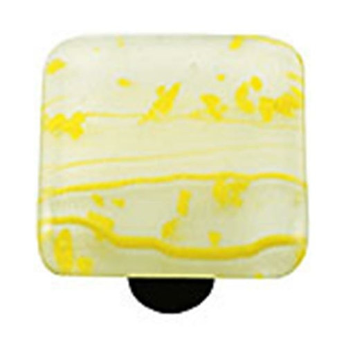 Hot Knobs HK3003-KB Mardi Gras Yellow with White Square Glass Cabinet 