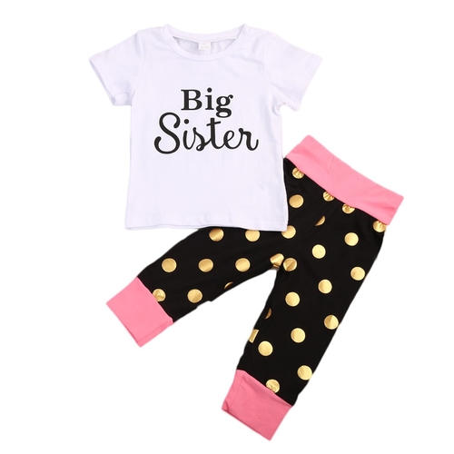 Infant Baby Girl Little Big Sister Romper