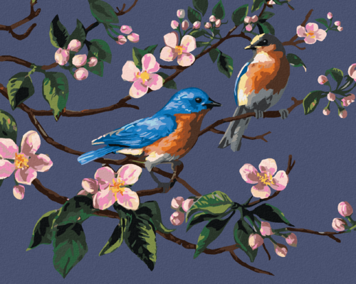 Zuty - Paint by Numbers - BIRDS ON A BLOSSOMING BRANCH (JAMES MEGER),